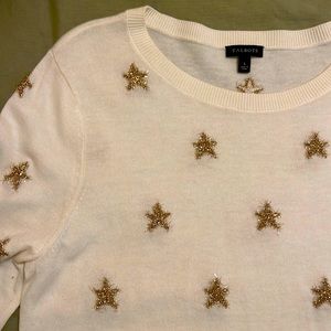 Talbots Gold embroidered sweater.